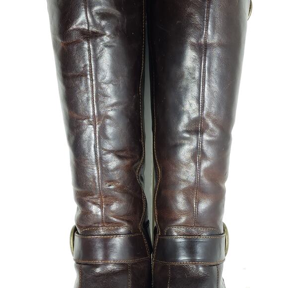 Born Women's Gita US8M Distress Brown Leather Wide Calf Shearling Riding Boots - Picture 14 of 16